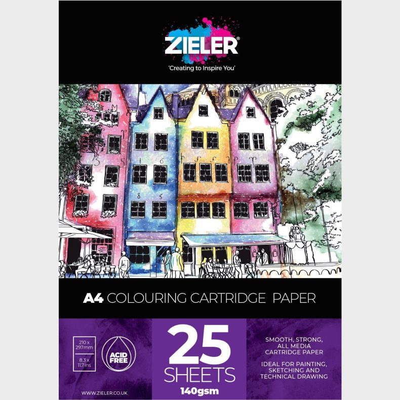 Tegneblok - A4 - 140 G - 25 Ark - Zieler