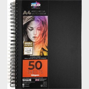 Skitsebog Med Spiralryg - A4 - 150 G - 50 Sider - Zieler