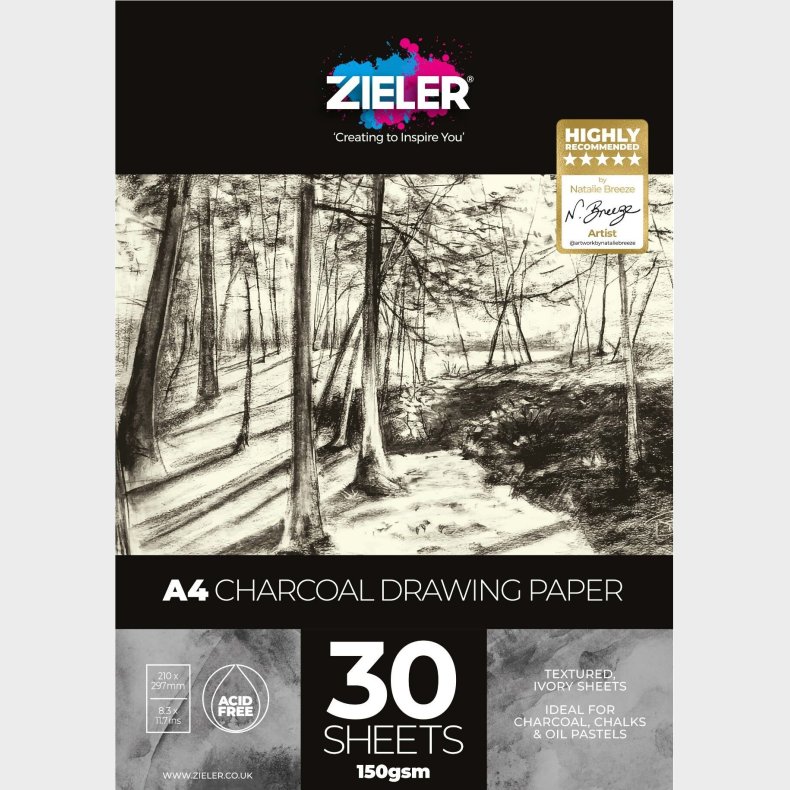 Tegneblok - A4 -150 G - 30 Ark - Kultegning - Zieler