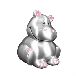 Nordahl Andersen Sparebsse Flodhest med rosa rer - fortinnet