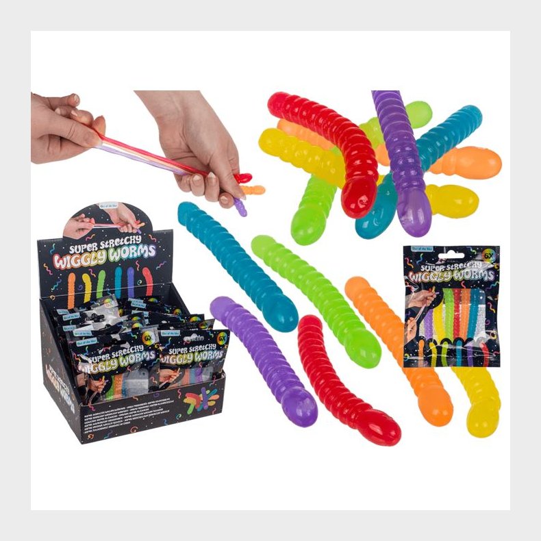 Fidget Toys Super Strkbare Vrikkende Orme 6 Stk