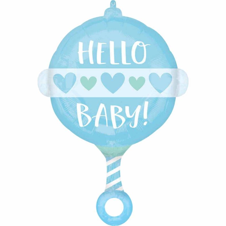 Folieballon Hello Baby Rangle Lysebl 60 Cm