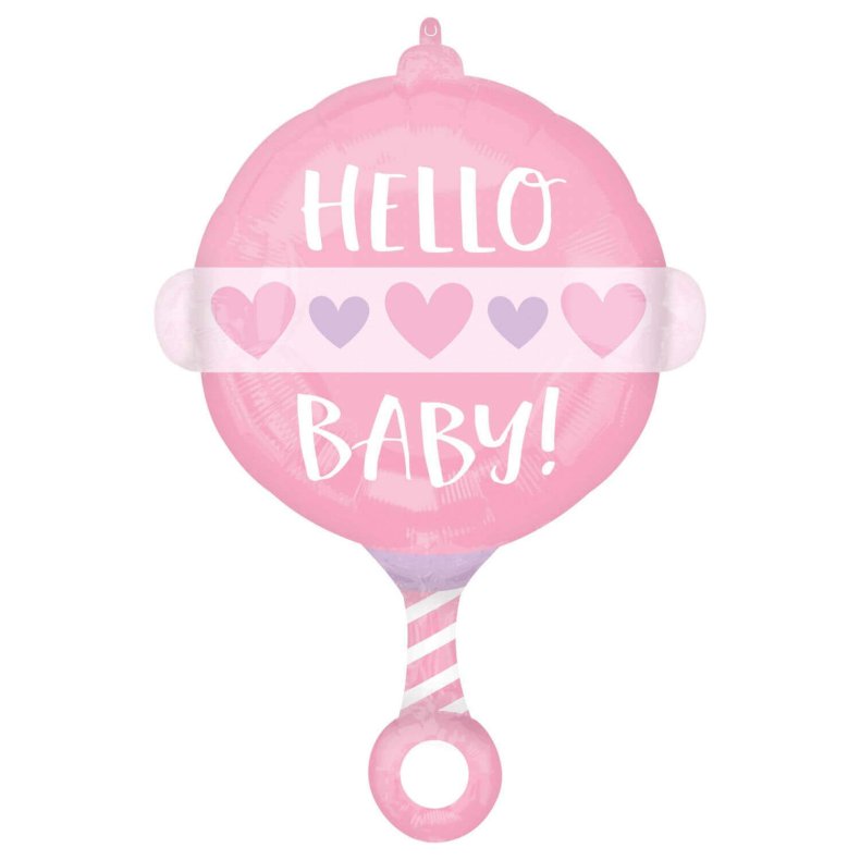 Folieballon Hello Baby Rangle Lyserd 60 Cm