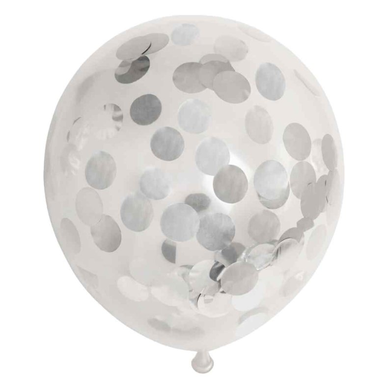 Latex Balloner Klar Med Slv Metallic Confetti - 6 Stk. - 30 cm