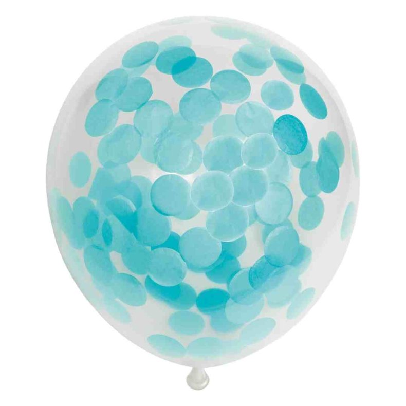 Latex Balloner Klar Med Baby Lysebl Confetti - 6 Stk. - 30 cm