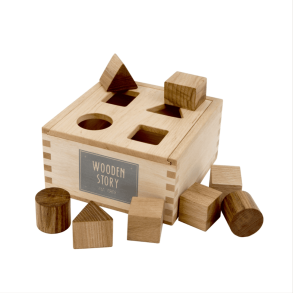 Puttekasse Wooden Story - Shape Sorter Box Natural,