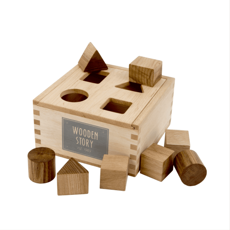 Puttekasse Wooden Story - Shape Sorter Box Natural,