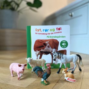 Schleich Bondegrdsdyr  bundle  5 Schleich dyr + sansebog med lyd