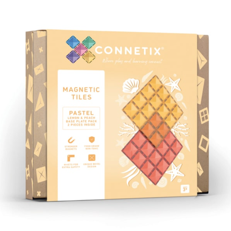 Connetix Base Plate Pack 2 stk - lemon/peach