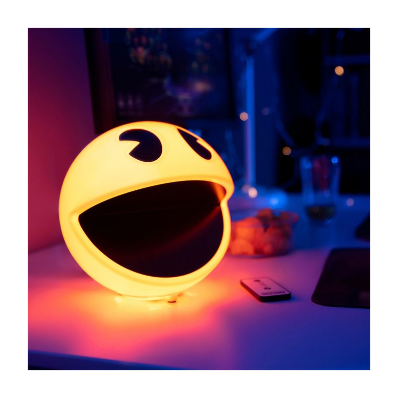 Pac-man LED lampe med lys og ikonisk lyd