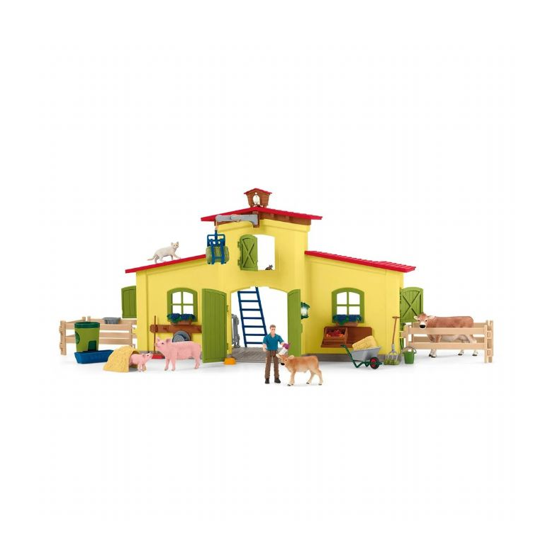 Stor bondegard med dyr og tilbehr