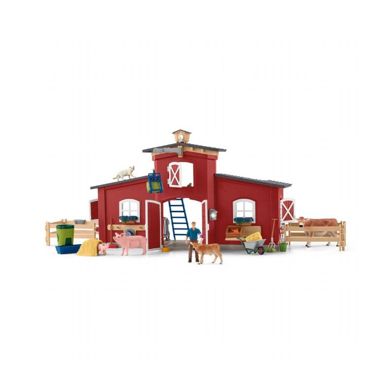 Stor stald med dyr og tilbehr