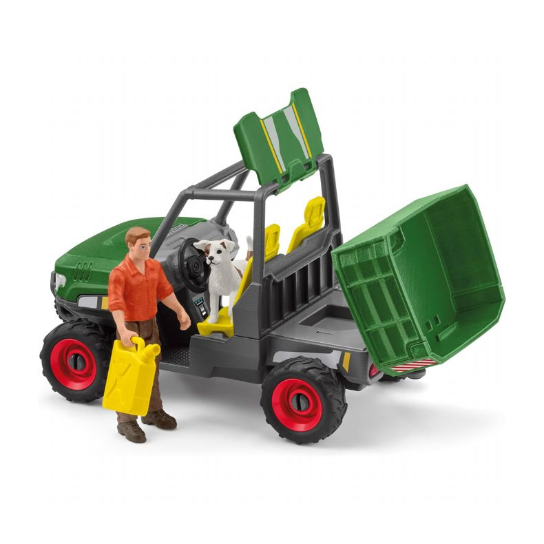 Skovmand med bil og hund