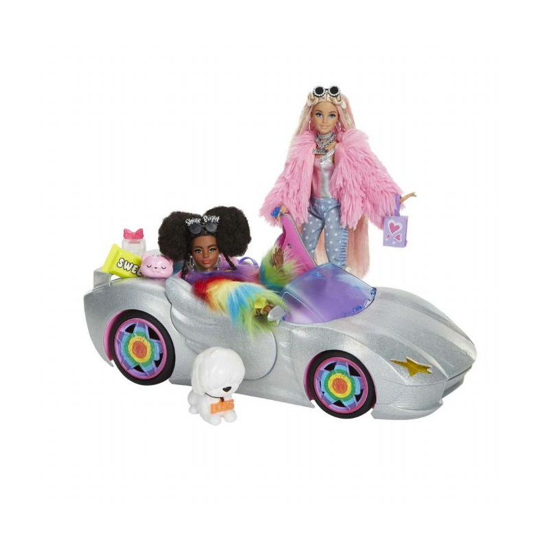 Barbie Extra Sparkly Cabriolet m. Dukker