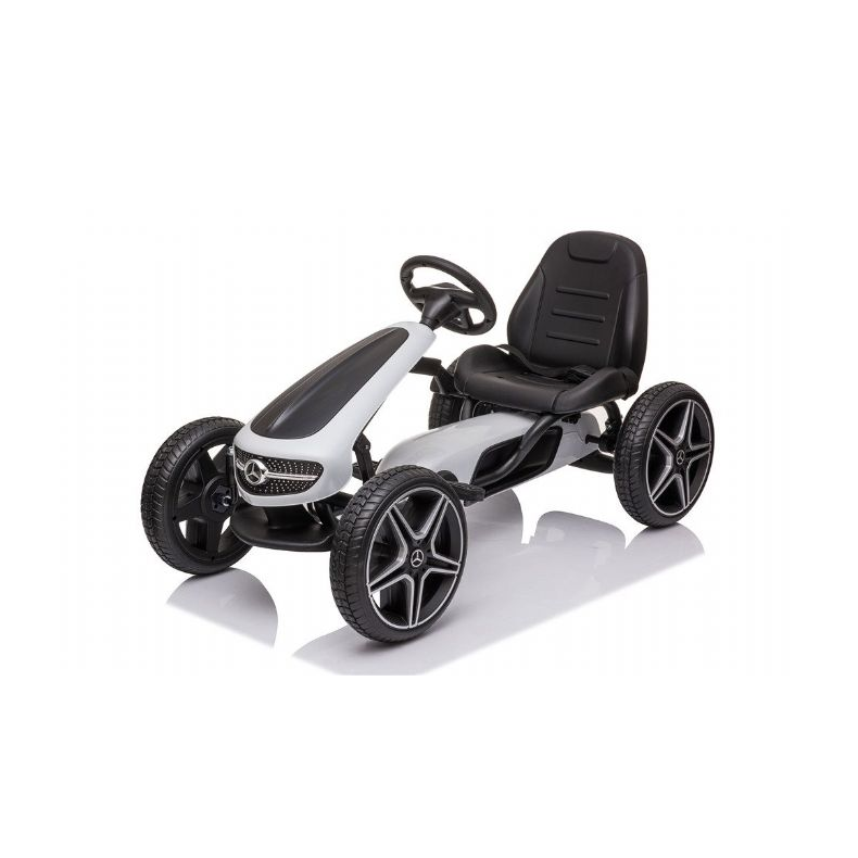 Mercedes Benz Gokart m. Gummihjul Hvid