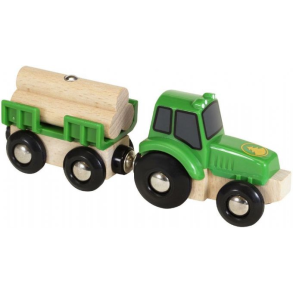 Traktor m/vogn og tmmer