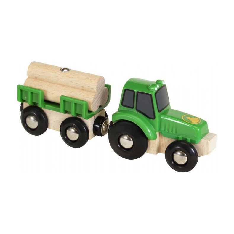 Traktor m/vogn og tmmer