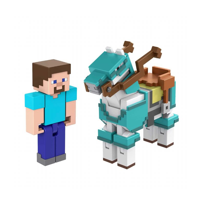 Minecraft Steve &amp; Armored Horse Figurer