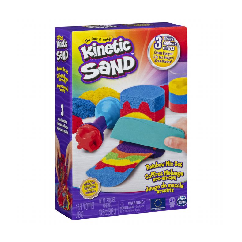 Kinetic Sand regnbuest, 3 farver.