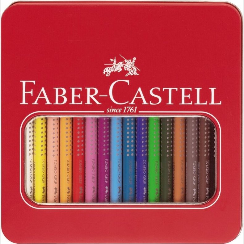 Faber Castell Jumbo Grip Farveblyanter I Metalske - 16 Stk.