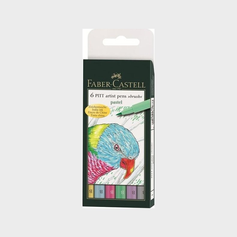 Faber-castell Pitt Artist Pen Brush Pastel Colors / Pastelblyanter - 6 Stk.