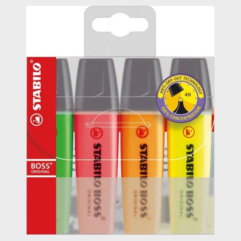 Stabilo Boss Overstregningstusch - 4 Stk.