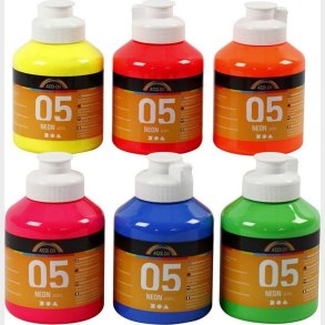 Akrylmaling - Neon Farver - A-color 05 - 6x500ml