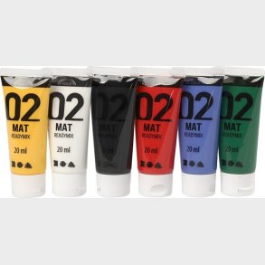 Akrylmaling - Mat - Assorterede Farver - 02 - 6x20ml - A-color