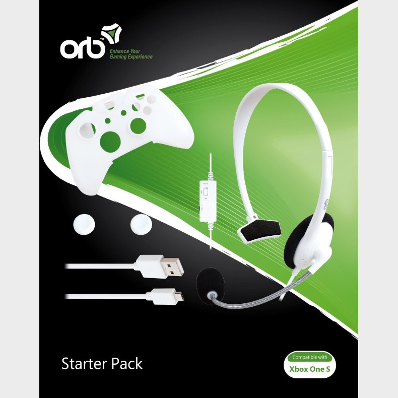 Orb Xbox One S Starter Pack Med Hvide Chat Hretelefoner