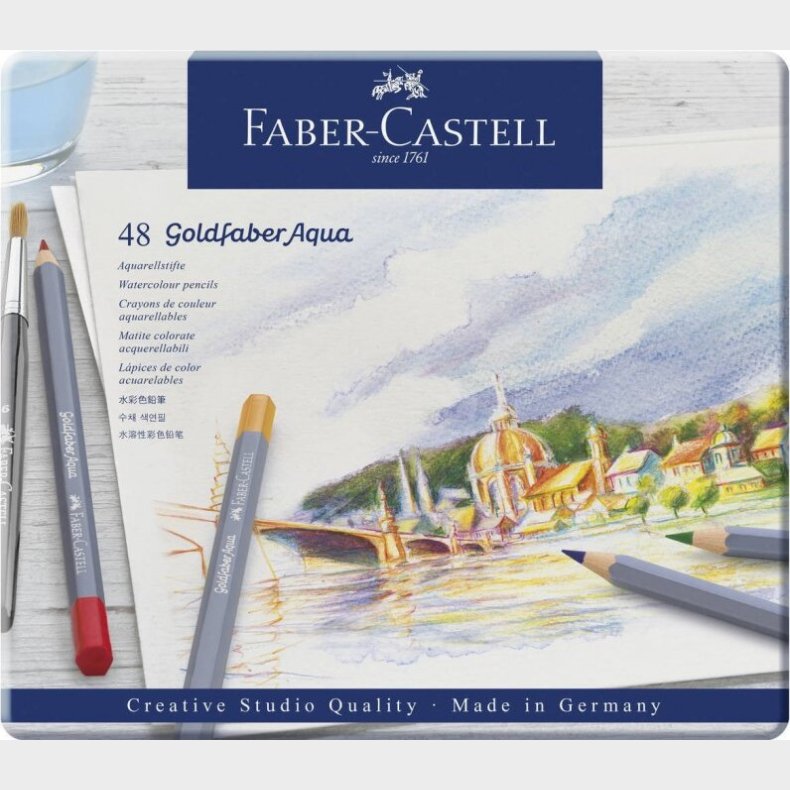 Faber-castell - Akvarel Blyanter I Tinske - Goldfaber Aqua - 48 Stk.