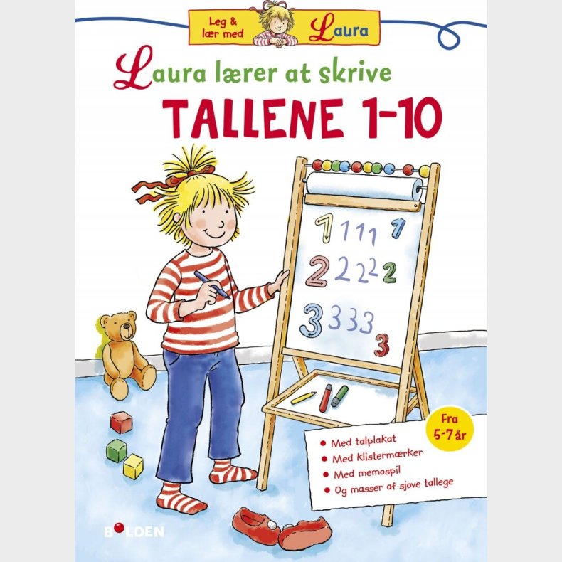 Laura Lrer At Skrive Tallene 1-10 - Klistermrker Og Plakat - Diverse - Bog