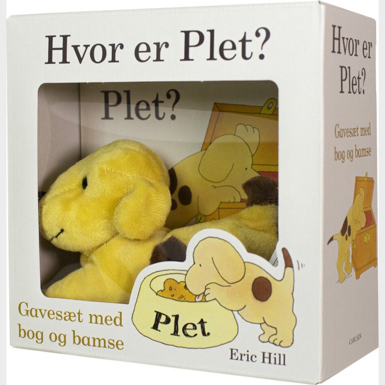 Hvor Er Plet? Gaveske Med Bog Og Hunde Bamse