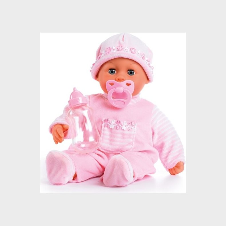 Bayer - Baby Dukke Med Lyd - First Words - Soft Pink - 38 Cm