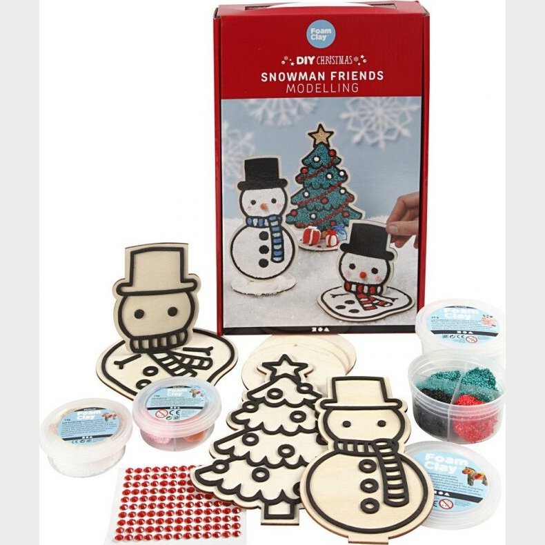 Foam Clay - Diy Kit - Lav Selv Julepynt - Snemand Og Juletr