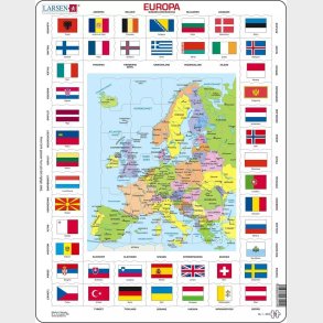 Larsen Puslespil - Europakort Med Flag - 70 Brikker