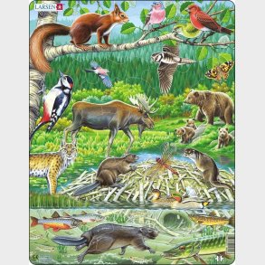 Larsen Puslespil - Dyr I Den Nordiske Skov - 45 Brikker
