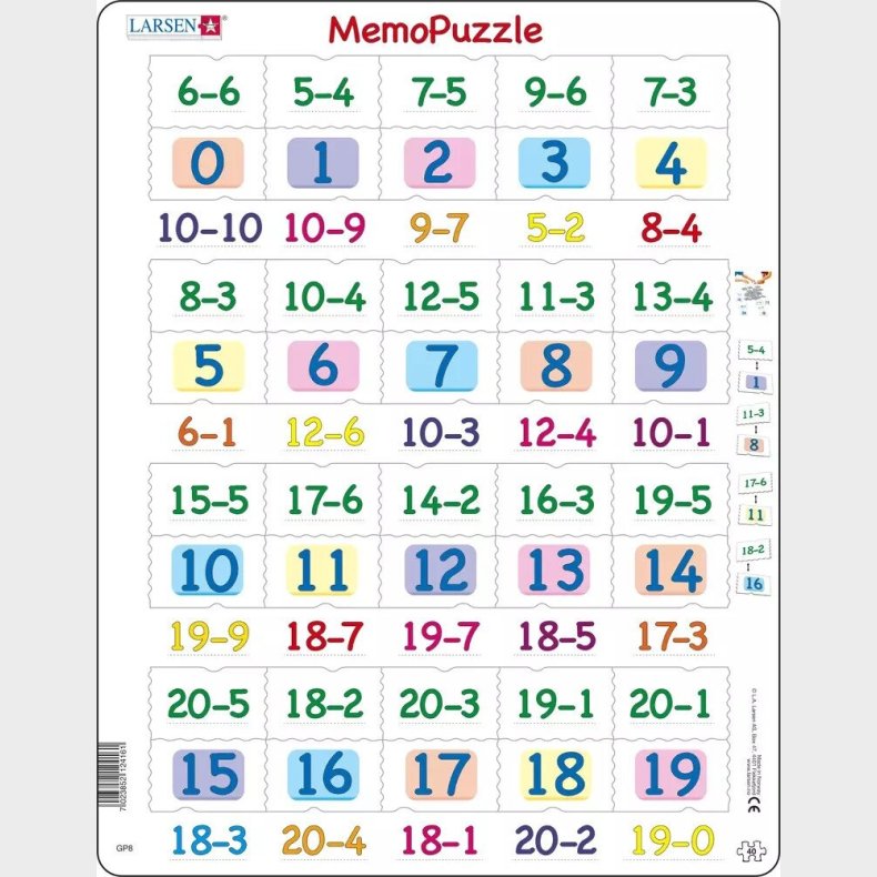 Larsen Puslespil - Lr At Minus Tal 0 Til 20 - 40 Brikker