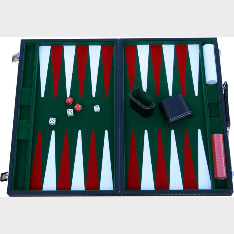 Backgammon Brtspil I Kuffert - Vinyl - Stor Udgave