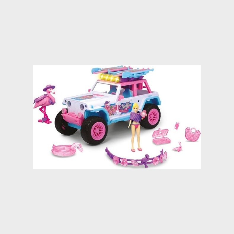 Dickie Toys - Flamingo Jeep Med Lyd Og Lys Inkl. Dukke