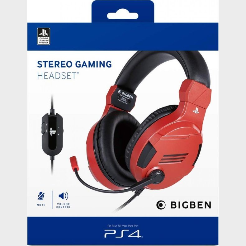 Gaming Headset Med Mikrofon Til Ps4 Pc Mac - Bigben V3 - Rd