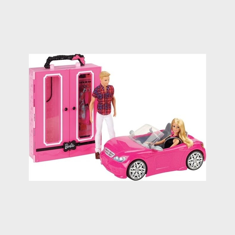 Barbie Dukker - St Med Convertible Bil Og Kldeskab