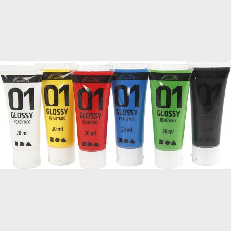 A-color - Akrylmaling St - Glossy Readymix 6x20 Ml