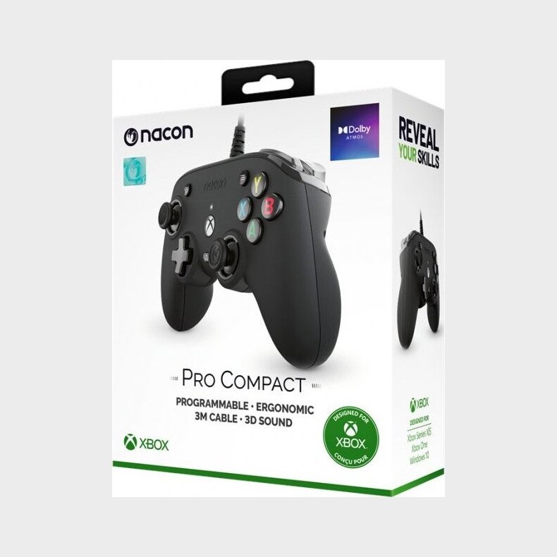 Nacon Pro Compact Controller Til Xbox X, S Og Pc - Sort