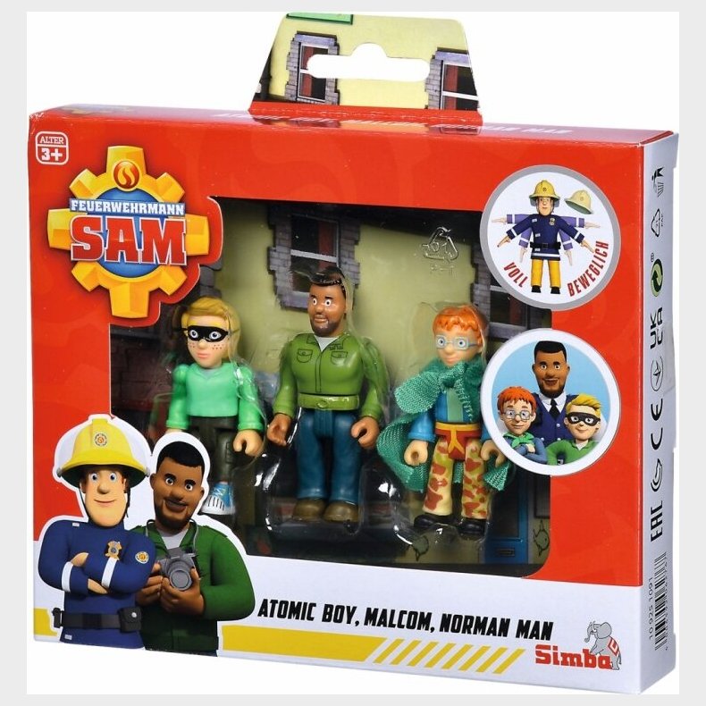 Brandmand Sam Figurer - Atomic Boy, Malcom, Norman Man