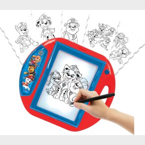 Paw Patrol - Tegnetavle Med Projektor - Inkl. Skabeloner Og Stempler