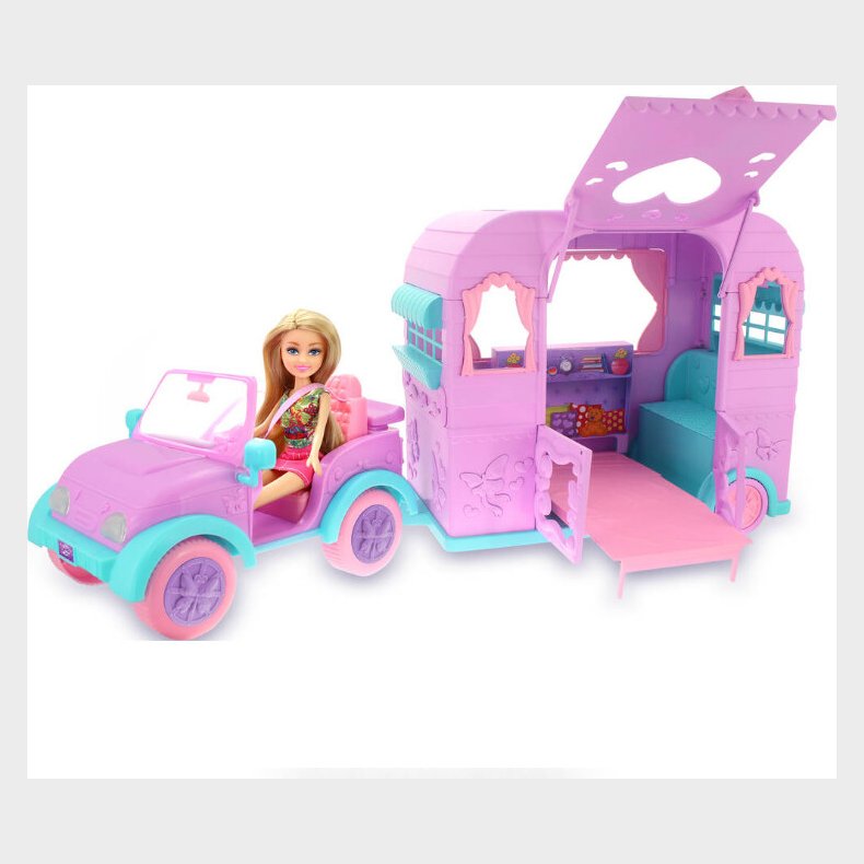 Zuru Sparkle Girlz Dukke - Med Jeep Og Campingvogn