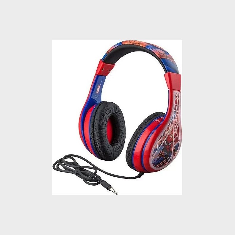 Spiderman Hovedtelefoner Med Lydstyrkekontrol Til Brn - Rd Bl