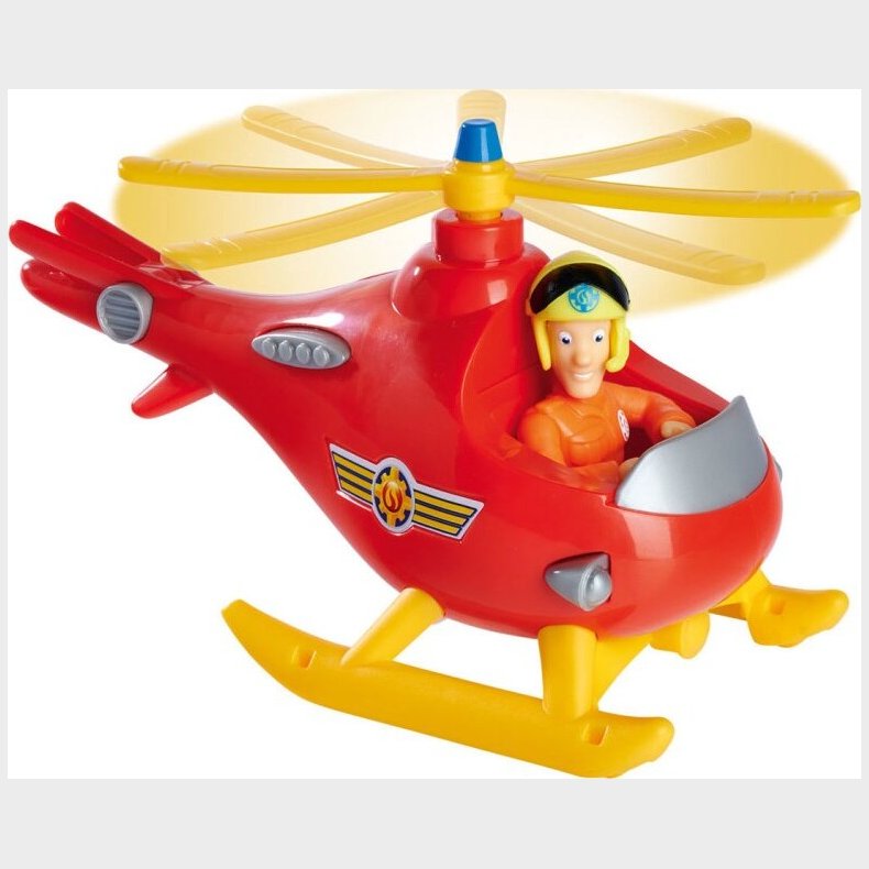 Brandmand Sam - Wallaby Helikopter Med Tom Figur - 17 Cm