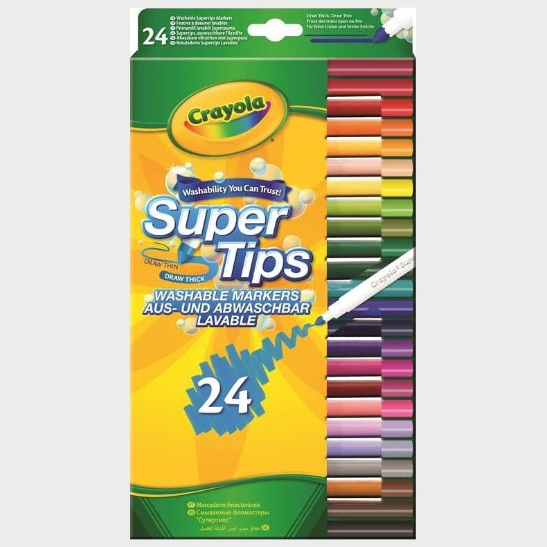 Crayola - Super Tips Tusser - Vaskbare Tusser - 24 Stk