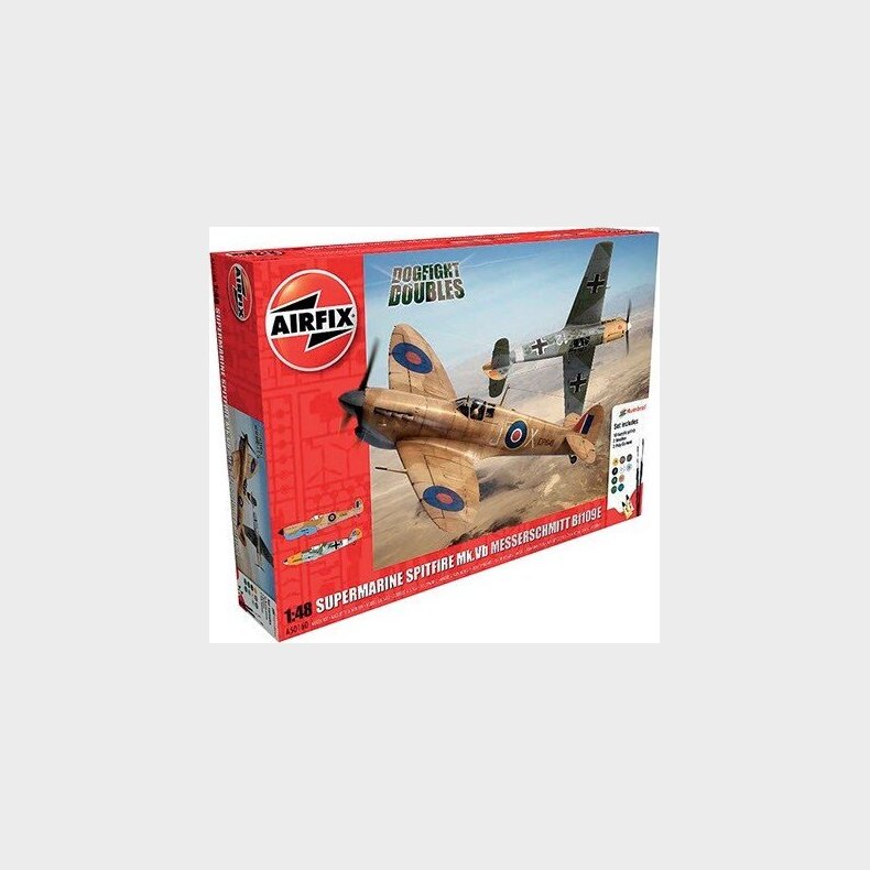 Airfix - Supermarine Spitfire Mk.vb + Messerschmitt Bf109e Fly Byggest - 1:48 - A50160